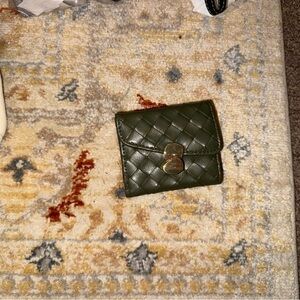 Time and Tru Quilted Olive Green Wallet with Gold-Tone Clasp